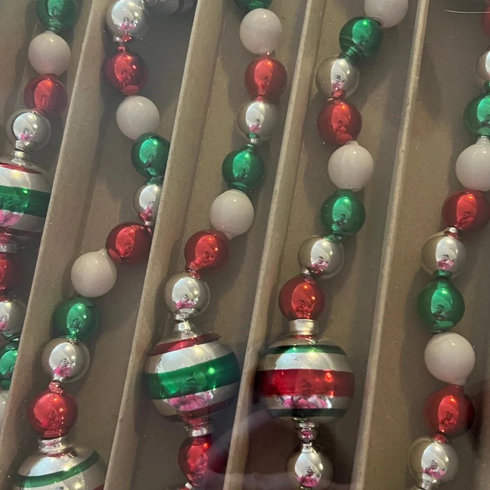 14’ Shiny Brite Glass Christmas Garland Vintage style  Christopher Radko